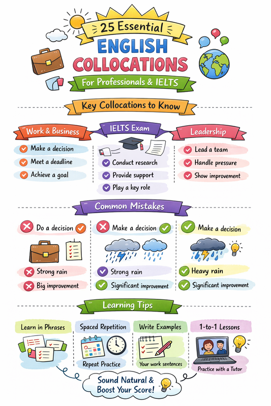 25 Essential English Collocations Every Professional and IELTS Candidate Must Know (2026 Guide)